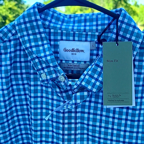 Mens blue Goodfellow plaid shirt size large - Picture 3 of 3